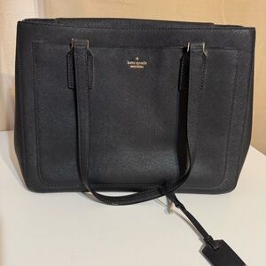 Kate Spade black eather large laptop tote